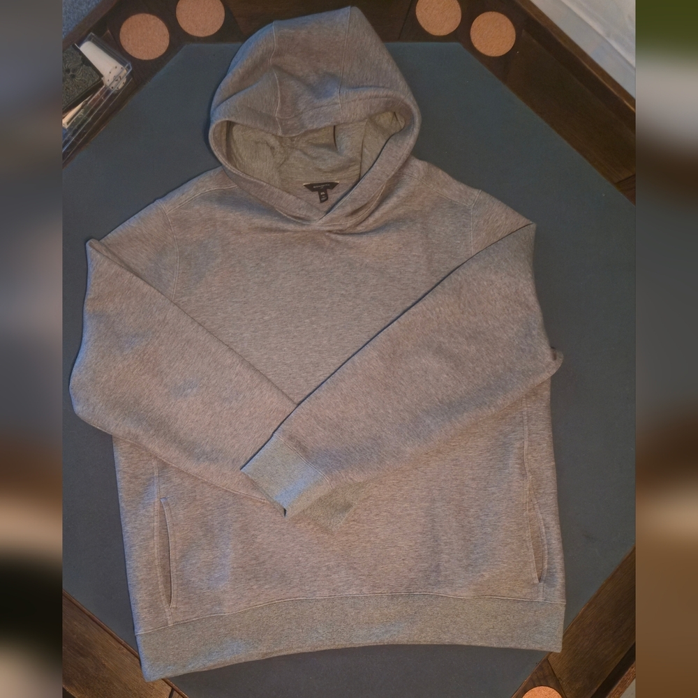 Banana Republic Scuba Hoodie Sweatshirt XXL Tall | Medium Heather Gray Very Soft